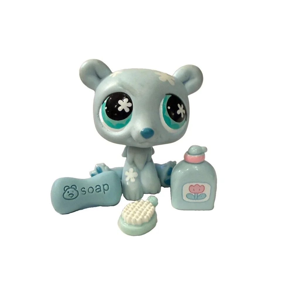 Littlest Pet Shop LPS #646 Blue Bear 2008 Gen 2 Bath Grooming Accessories Set